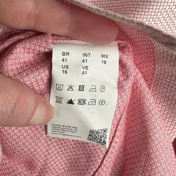 MENS. Hugo Boss Slim Fit Tailored Shirt - Light Pink Checkered Pattern EUC - Picture 7 of 7